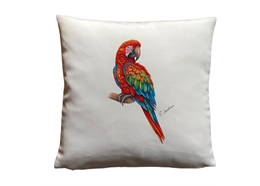 Kissen Papagei, Leinenhaptik, 40 x40cm