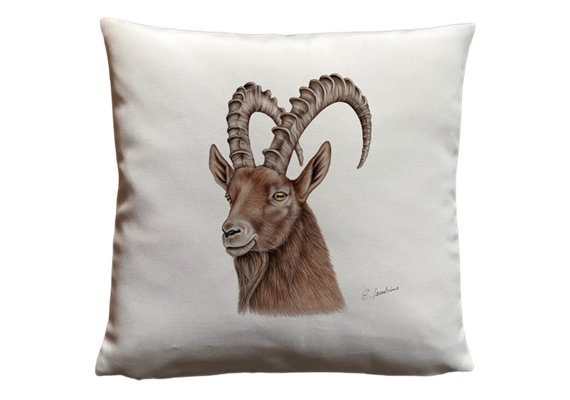 Kissen Steinbock, Leinenhaptik, 40 x40cm