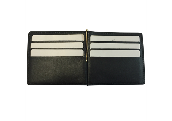 Kreditkarten Portemonnaie Echtleder mit Cliphalter für Geldscheine, schwarz, 194*88*5mm (g
