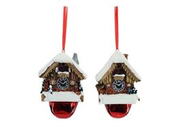 Kuckucksuhr Winter mit Glocke zum Aufhängen, 2 assortiert