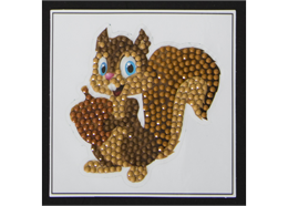Lachendes Eichhörnchen, Sticker 9x9cm Crystal Art Motiv