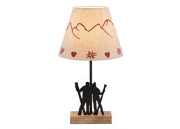 Lampe aus Metall, Berg-Skifahrer, 36.5 cm