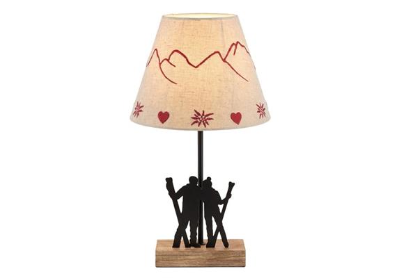 Lampe aus Metall, Berg-Skifahrer, 36.5 cm