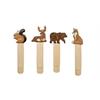 Lesezeichen mitTiere (Eichhörnchen, Bär, Hirsch, Fuchs) aus Holz, 4 assortiert