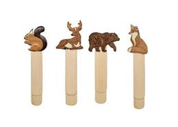 Lesezeichen mitTiere (Eichhörnchen, Bär, Hirsch, Fuchs) aus Holz, 4 assortiert