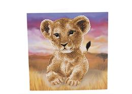 Lion Cub, 18x18cm Crystal Art Card