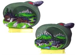 Magnet Alpenhut mit Berglandschaft, 2 assortiert