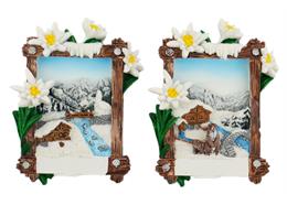 Magnet Bild Winter mit Edelweiss, 5x7.5cm, 2 assortiert