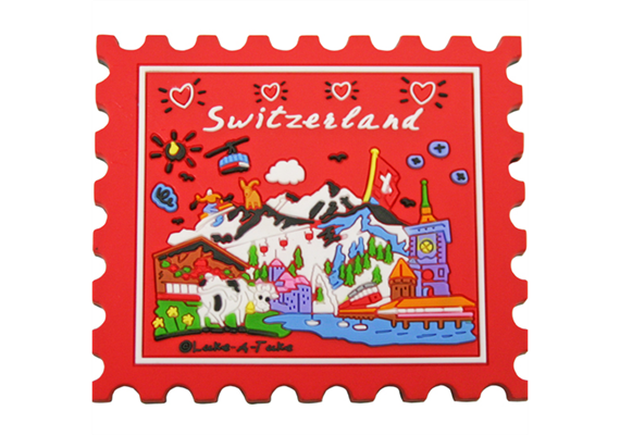 Magnet CL red Briefmarke Switzerland, Rubber, 66 x 59 mm