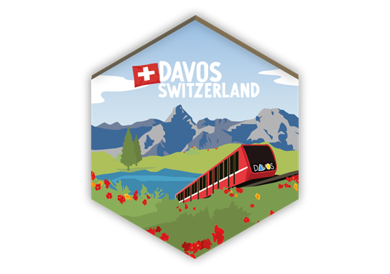 Magnet Davos Berglandschaft mit Zug