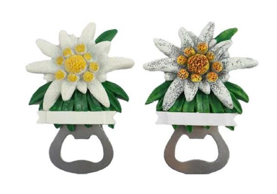 Magnet Edelweiss mit Flaschenöffner, 2 assortiert