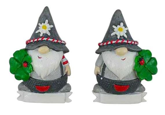 Magnet Gnom mit Bart und Kleeblatt, 2 assortiert