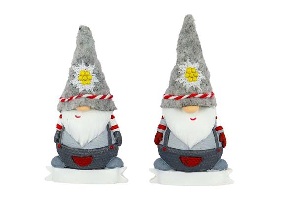 Magnet Gnom mit Edelweiss, 4.5x8.5cm, 2 assortiert