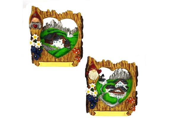 Magnet Gnom mit Herz Sommerbild, 2 assortiert