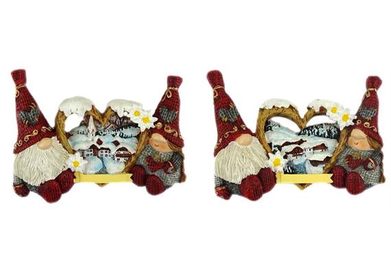Magnet Gnom mit Herz und Schneelandschaft, 2 assortiert