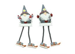 Magnet Gnom mit langen Beinen und Ski, 14x4cm, 2 assortiert