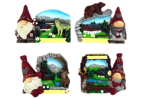 Magnet Gnom Sommer mitTieren, 4 assortiert