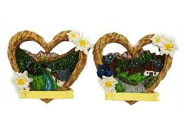 Magnet Herzförmig Landschaft mit Edelweiss, 2 assortiert