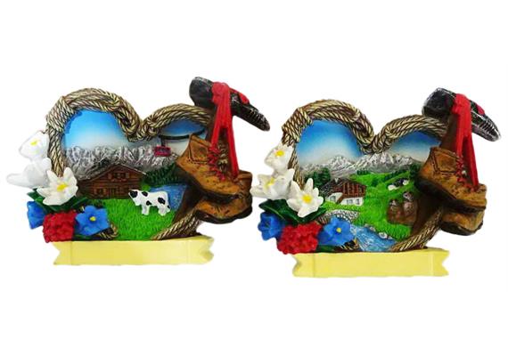 Magnet Herzförmig Sommer mit Wanderschuhe, 2 assortiert