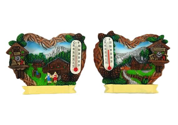 Magnet Herzform Sommer mit Thermometer, 2 assortiert