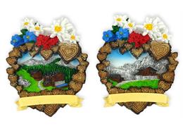 Magnet Herzholz mit Landschaft und Blumen, 2 assortiert