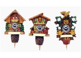 Magnet Kuckucksuhr mit Kugelschreiber, 3 assortiert