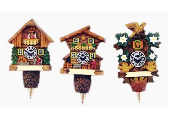 Magnet Kuckucksuhr mit Kugelschreiber, 3 assortiert