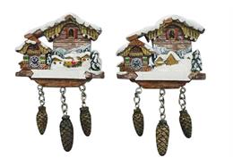 Magnet Kuckucksuhr mit Tannenzapfen, 2 assortiert