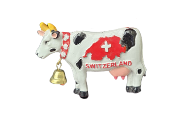 Magnet Kuh weiss mit Schweiz