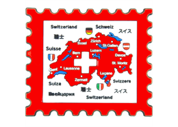 Magnet LD Briefmarke Switzerland, Rubber, 66 x 59 mm
