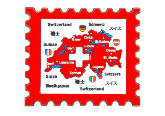 Magnet LD Briefmarke Switzerland, Rubber, 66 x 59 mm
