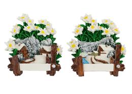 Magnet mit Schnee und Edelweiss, 6x7cm, 2 assortiert