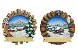 Magnet rund mit Rahmen und Winter Bild, 2 assortiert