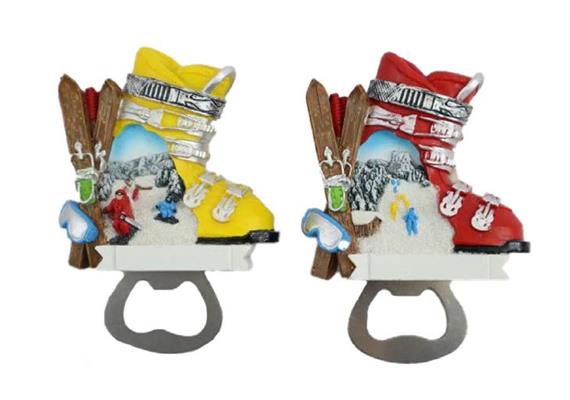 Magnet Skischuh mit Flaschenöffner, 2 ass.