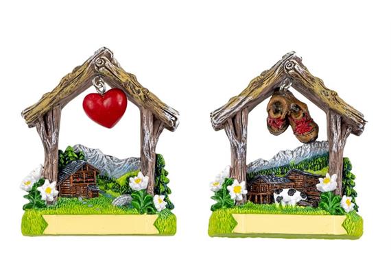 Magnet Sommer Berghütte Edelweiss 2 assortiert