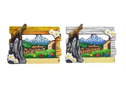 Magnet Sommer Bild mit Bär, Blumen, Berge, 2 assortiert