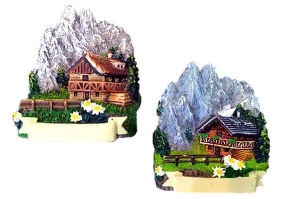 Magnet Sommer Haus mit Bergen, 2 assortiert