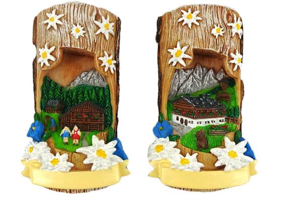 Magnet Sommer Holzrinde mit Edelweiss, 2 assortiert