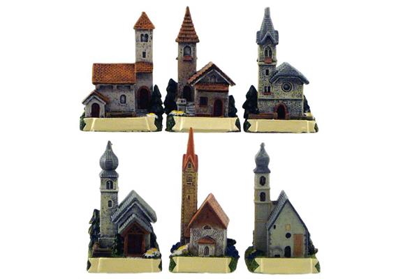 Magnet Sommer Kirche, 6 assortiert
