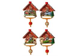 Magnet Sommer Kuckucksuhr rot mit Pendel, 4 assortiert