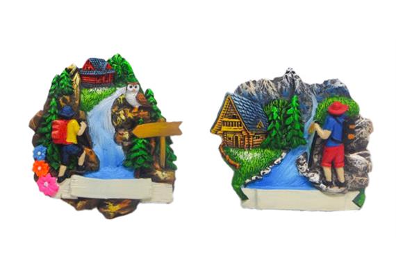 Magnet Sommer mit Wanderer und Fluss, 2 assortiert