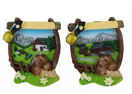 Magnet Sommer Murmeltier mit Almhütte, 2 assortiert