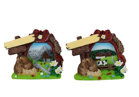 Magnet Sommer Wanderrucksack mit Murmeltier und Edelweiss, 2 assortiert