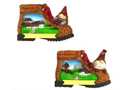 Magnet Sommer Wanderschuhe mit Gnom und Landschaft, 2 assortiert