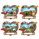 Magnet Sommerlandschaft Herzform mit Tieren, 4 assortiert