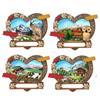 Magnet Sommerlandschaft Herzform mit Tieren, 4 assortiert