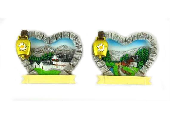 Magnet Sommerlandschaft in Steinherz und mit Glocke, 2 assortiert