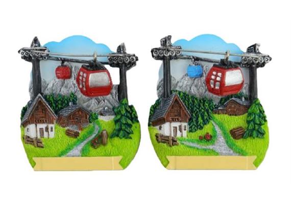 Magnet Sommerlandschaft mit Almhäuser und Gondeln, 2 assortiert