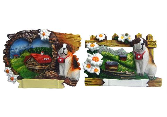 Magnet Sommerlandschaft mit Bernhardiner, 2 assortiert