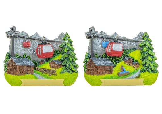 Magnet Sommerlandschaft mit roter Gondelbahn, 2 assortiert